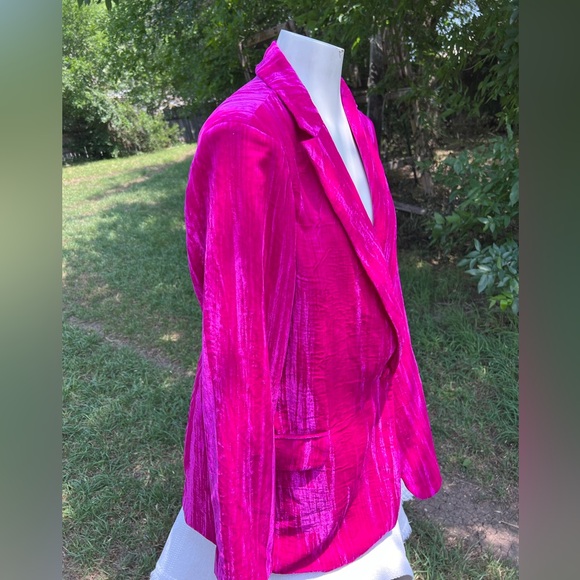 NWT Nasty Gal Crushed Velvet Co-Ord Single Breasted Blazer Pink Size 10 - Picture 3 of 7